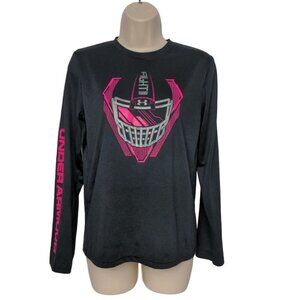 Under Armour Youth Heatgear Loose Fit Shirt Size Large Fight Back Black Pink